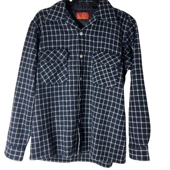 Sears Other - Vtg Sears Kings Road Plaid Shirt M Wool blend dagger collar 70s